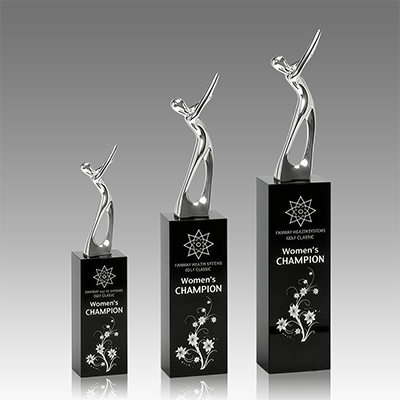 Trofeu de vidre negre de golf de metall