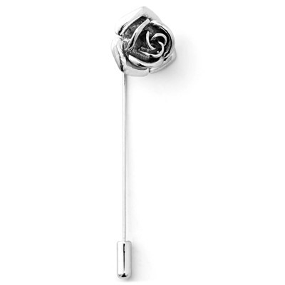 Pin de solapa de rosa de plata
